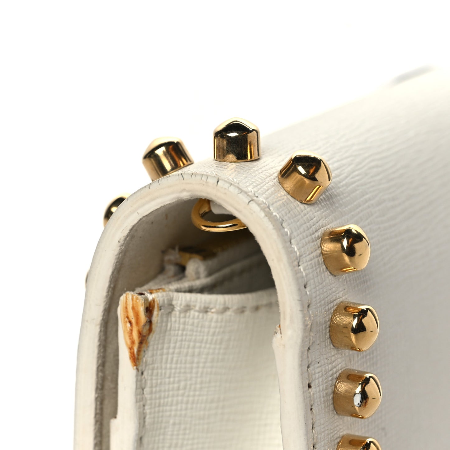 Vitello Elite Mink Fur Studded Karlito Tube Wallet on Chain White