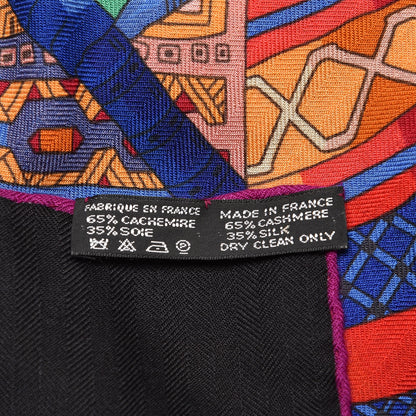 Hermes Cashmere Silk Voyage En Etoffes Shawl 140 3 of 6