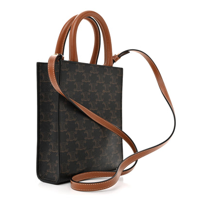 Celine Triomphe Canvas Calfskin Mini Vertical Cabas Tan 3 of 10