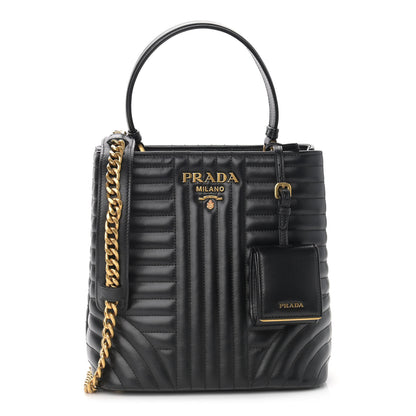 Prada Soft Calfskin Impunture Diagramme Medium Panier Black 1 of 7