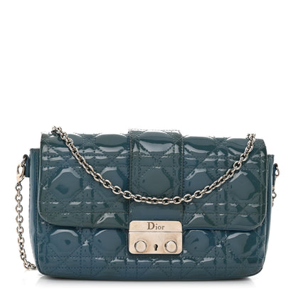 Christian Dior Patent Cannage New Lock Pouch Blue 1 of 11