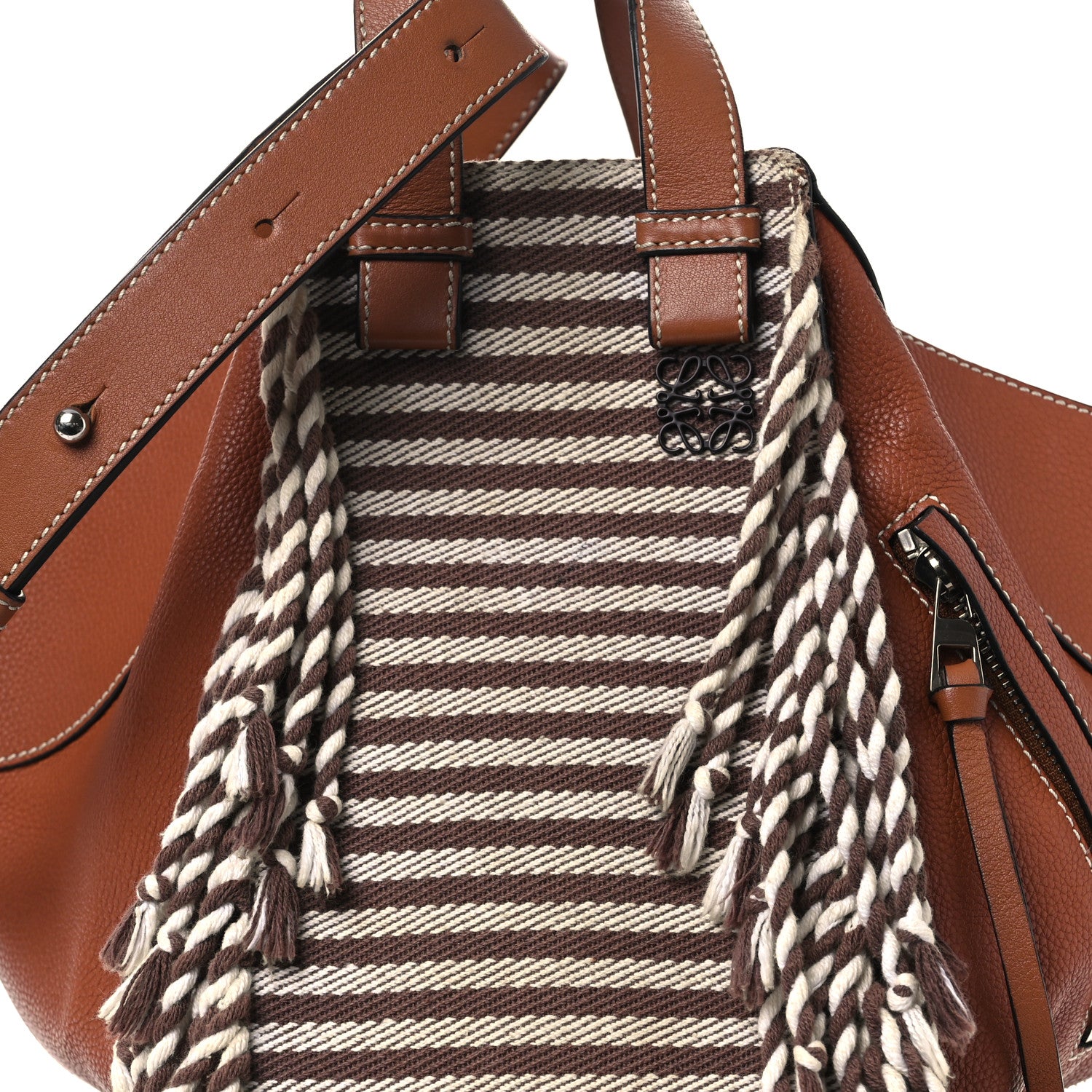 Loewe Calfskin Stripe Medium Hammock Shoulder Bag Tan Brown 8 of 17