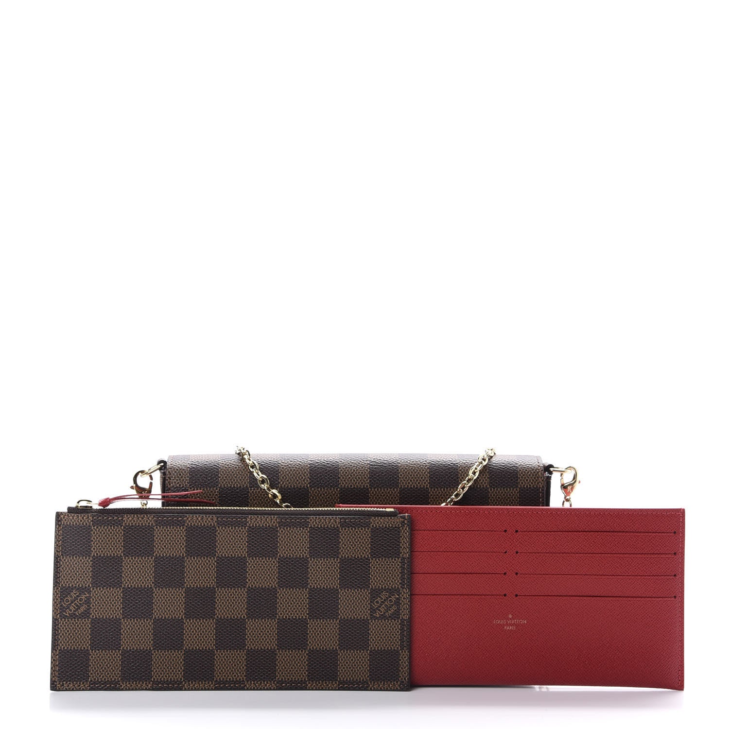 Louis Vuitton Damier Ebene Pochette Felicie Chain Wallet 10 of 10