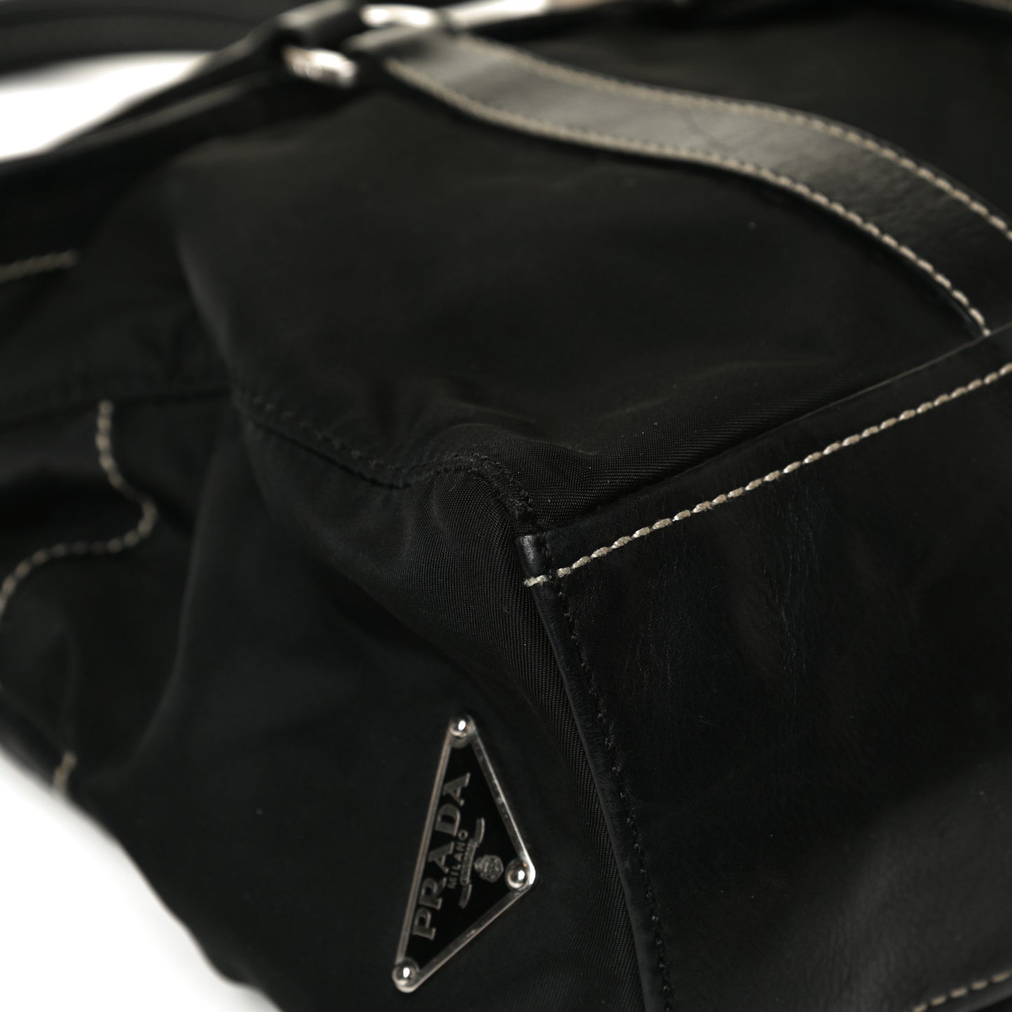 Soft Calfskin Nylon Buckle Shoulder Bag Black