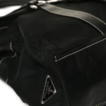 Prada Soft Calfskin Nylon Buckle Shoulder Bag Black 7 of 15