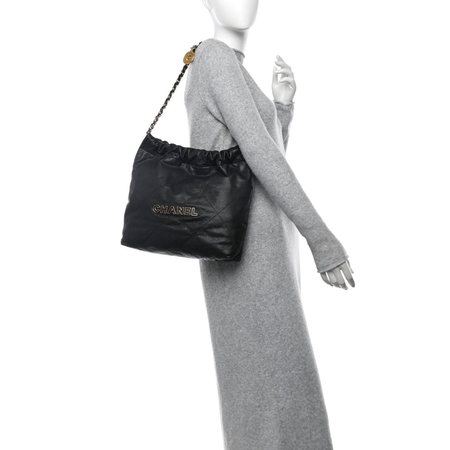 Shiny Caviar Quilted Small Chanel 22 Black