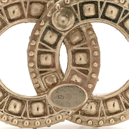 Chanel Crystal Timeless CC Earrings Light Gold 4 of 4