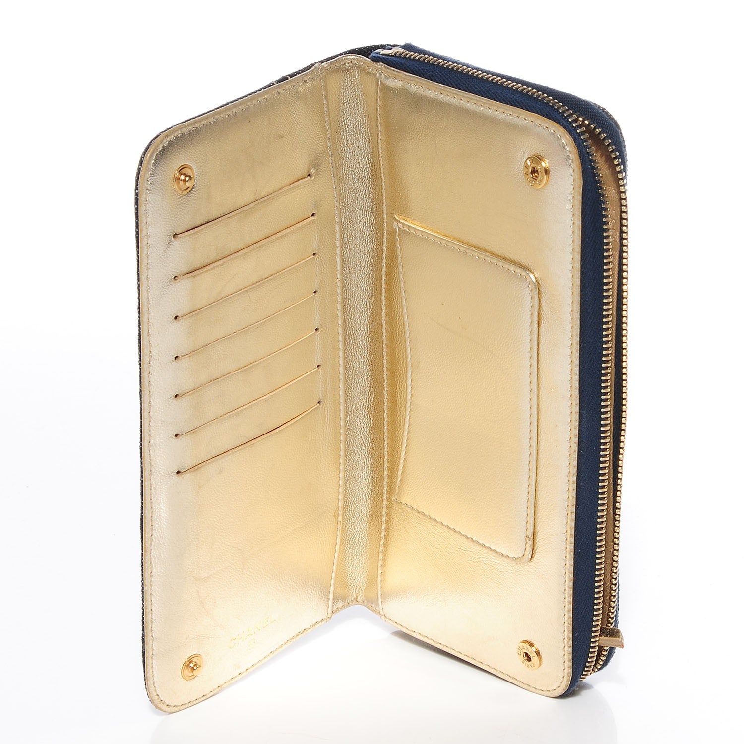 Chanel Denim CC Zip Around Wallet 6 of 8