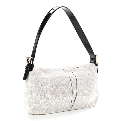 Fendi Beaded Baguette White Black 3 of 17