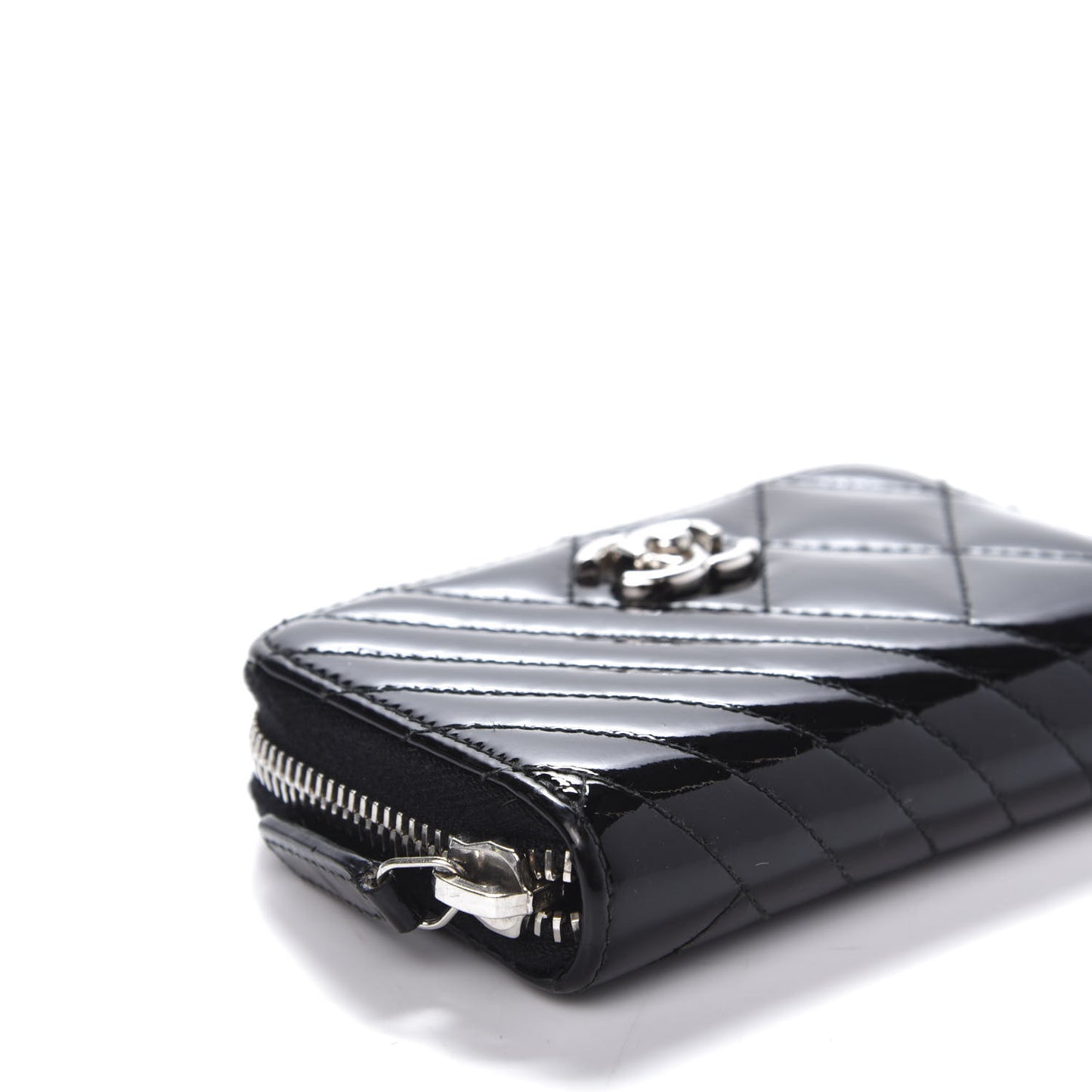 Patent Quilted Coco Boy Zip Coin Purse Black