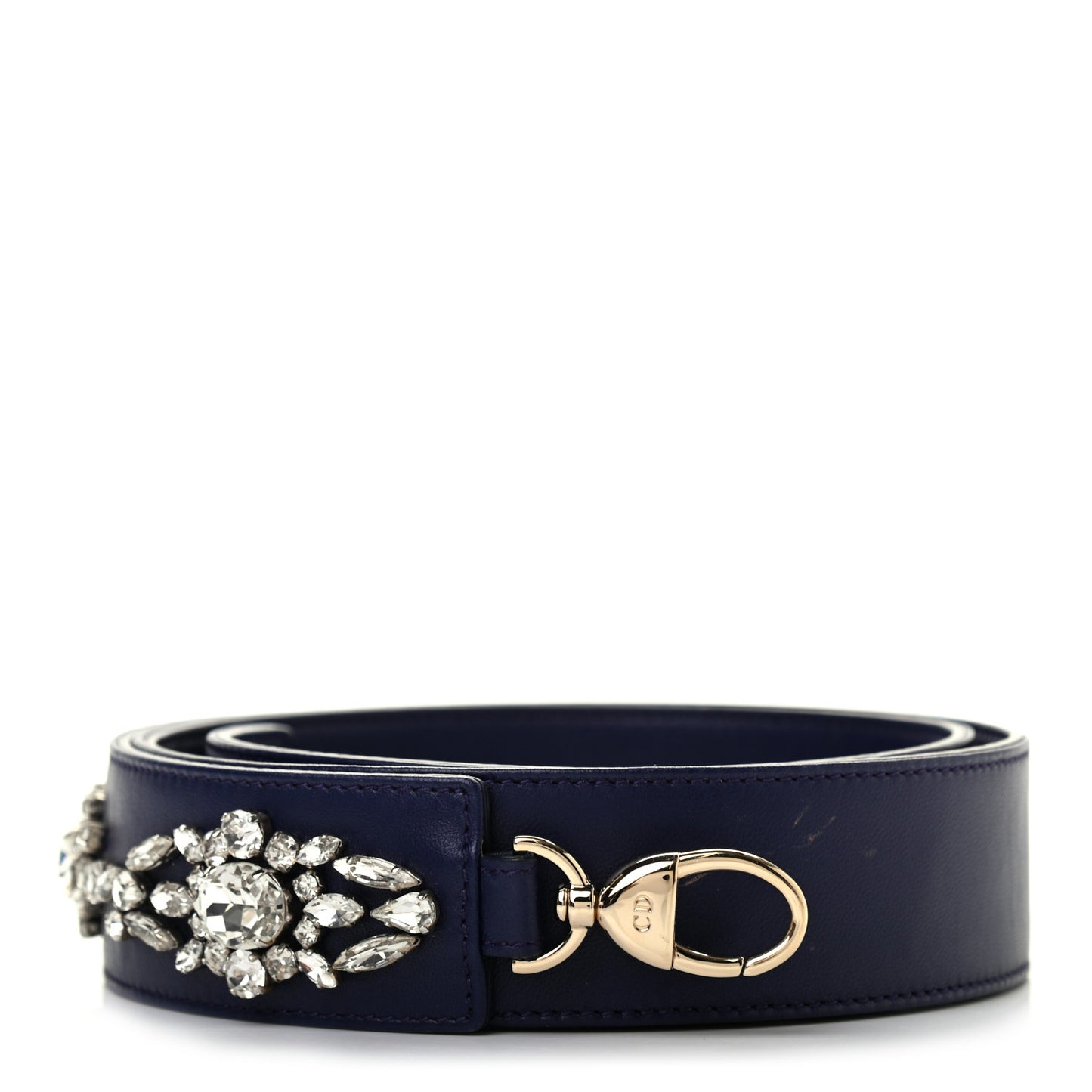 Lambskin Crystal Studded Shoulder Strap Blue