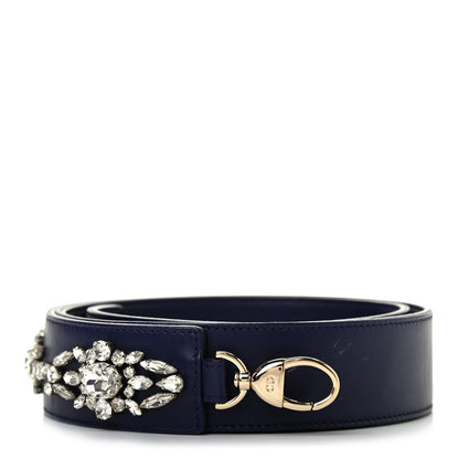 Christian Dior Lambskin Crystal Studded Shoulder Strap Blue 1 of 5
