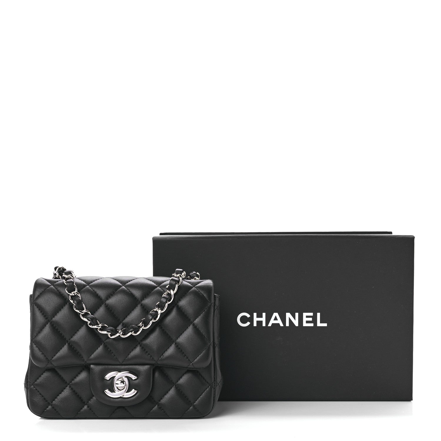 Chanel Lambskin Quilted Mini Square Flap Black 13 of 13
