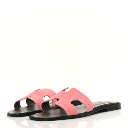 Hermes Suede Goatskin Oran Sandals 37 Rose Du Desert 3 of 9