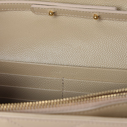 Saint Laurent Grain De Poudre Matelasse Chevron Monogram Chain Wallet Nude Powder 7 of 8