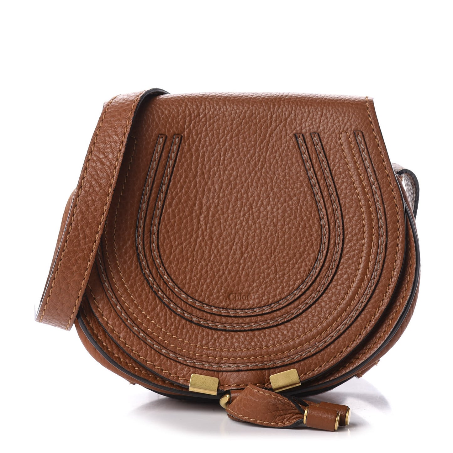 Calfskin Mini Marcie Round Crossbody Bag Tan