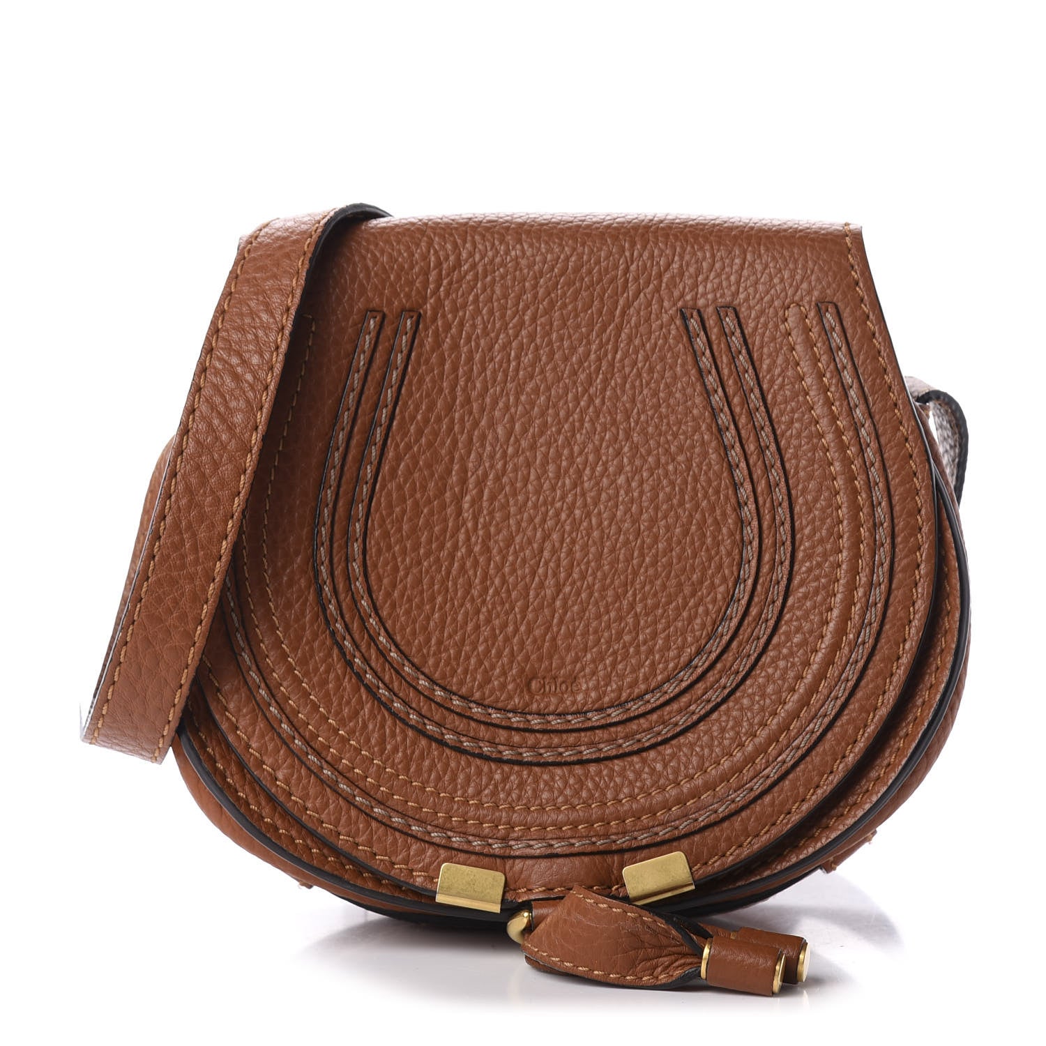 Chloe Calfskin Mini Marcie Round Crossbody Bag Tan 1 of 9