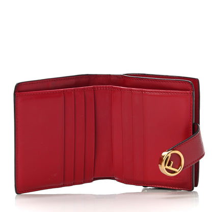 Fendi Vitello Cruise F is Fendi Bi-Color FF 1974 Embossed Compact Wallet Maya Black Fragola 5 of 10