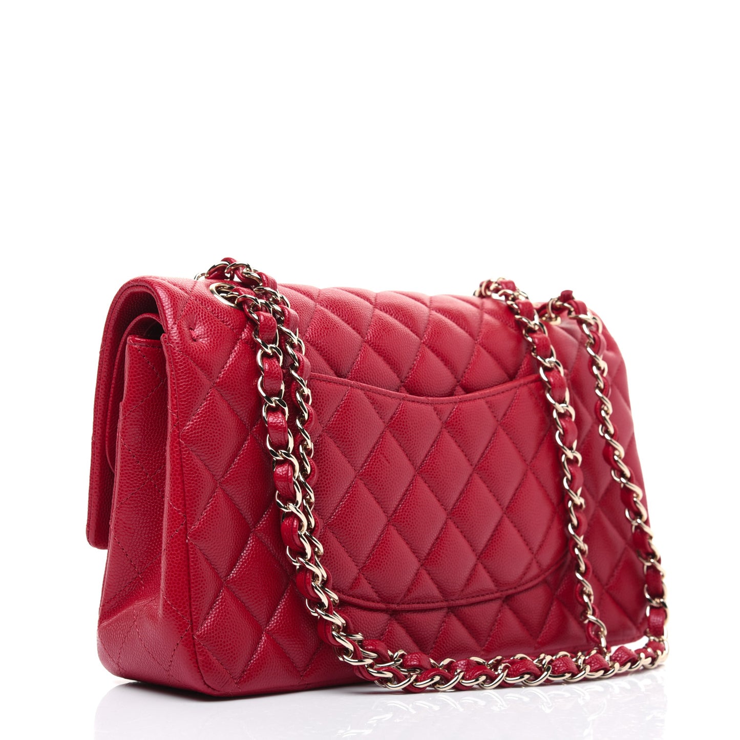 Caviar Quilted Medium Double Flap Red