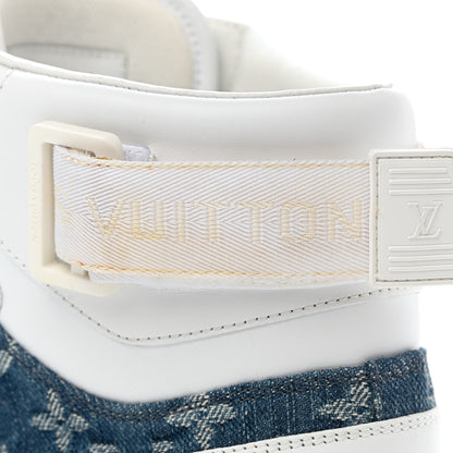 Louis Vuitton Calfskin Monogram Denim Rivoli High Top Sneakers 10 White 9 of 13