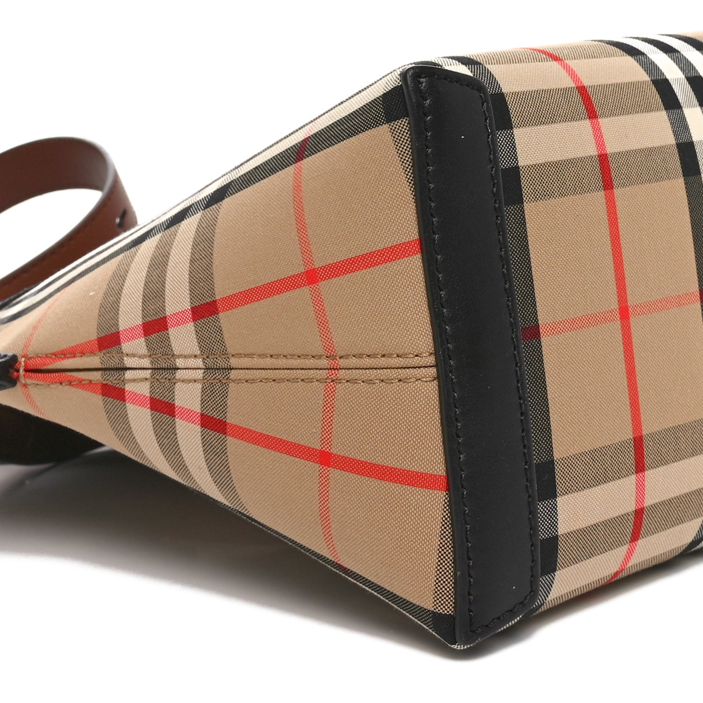 Calfskin Vintage Check Small Society Top Handle Bag Archive Beige Black