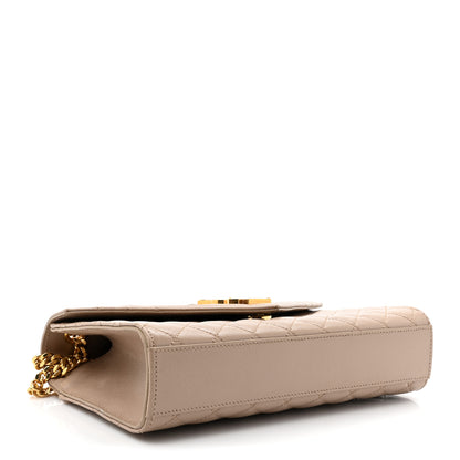 Saint Laurent Grain De Poudre Textured Mixed Matelasse Medium Triquilt Monogram Satchel Dark Beige 4 of 14