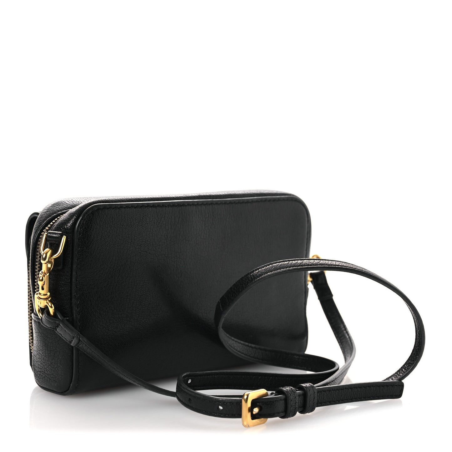 Goatskin Double Saddle Pouch Black
