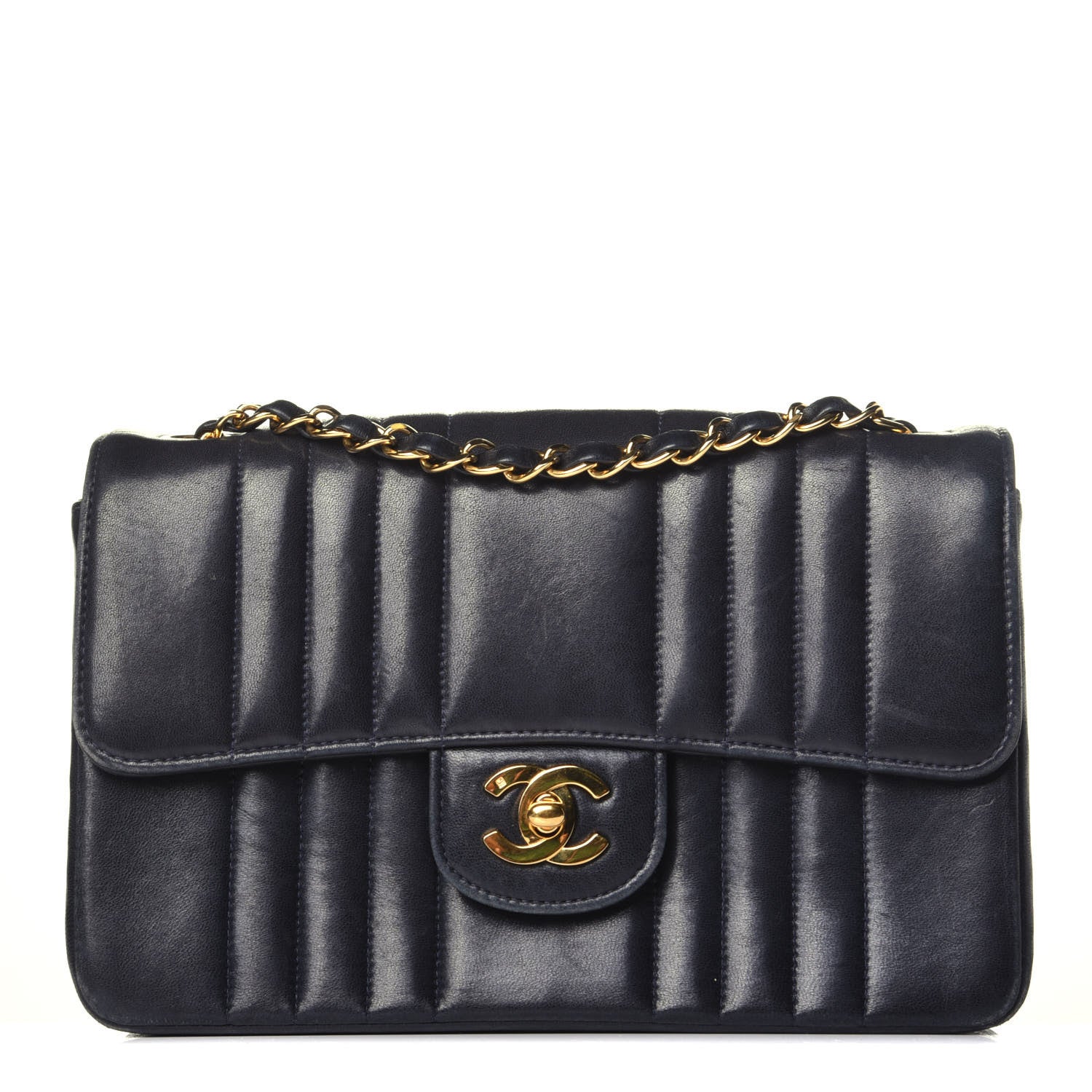 Chanel Lambskin Vertical Quillt Jumbo Single Flap Black 1 of 9