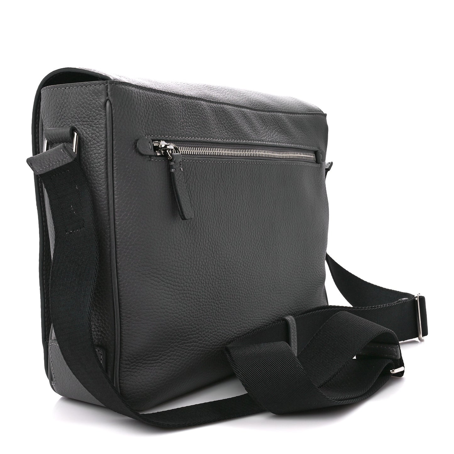 Calfskin Logo Messenger Charcoal Grey