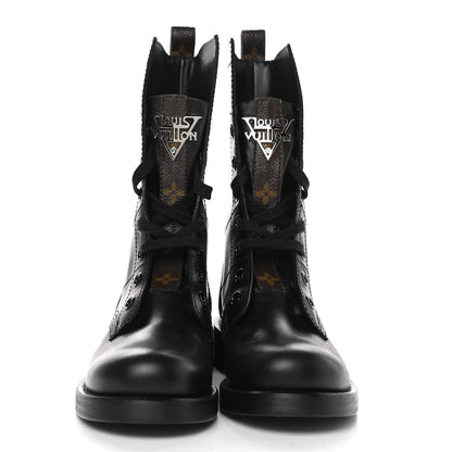 Louis Vuitton Calfskin Monogram Metropolis Flat Ranger Boots 36 Black 2 of 7