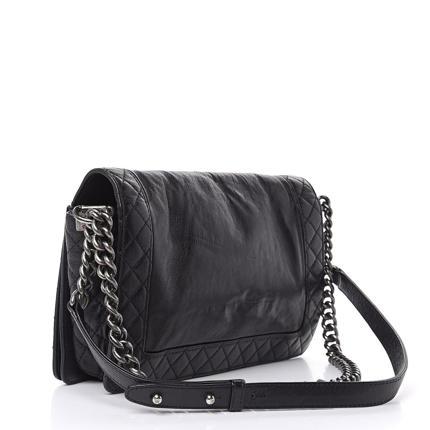 Calfskin New Medium Boy Reverso Flap Black