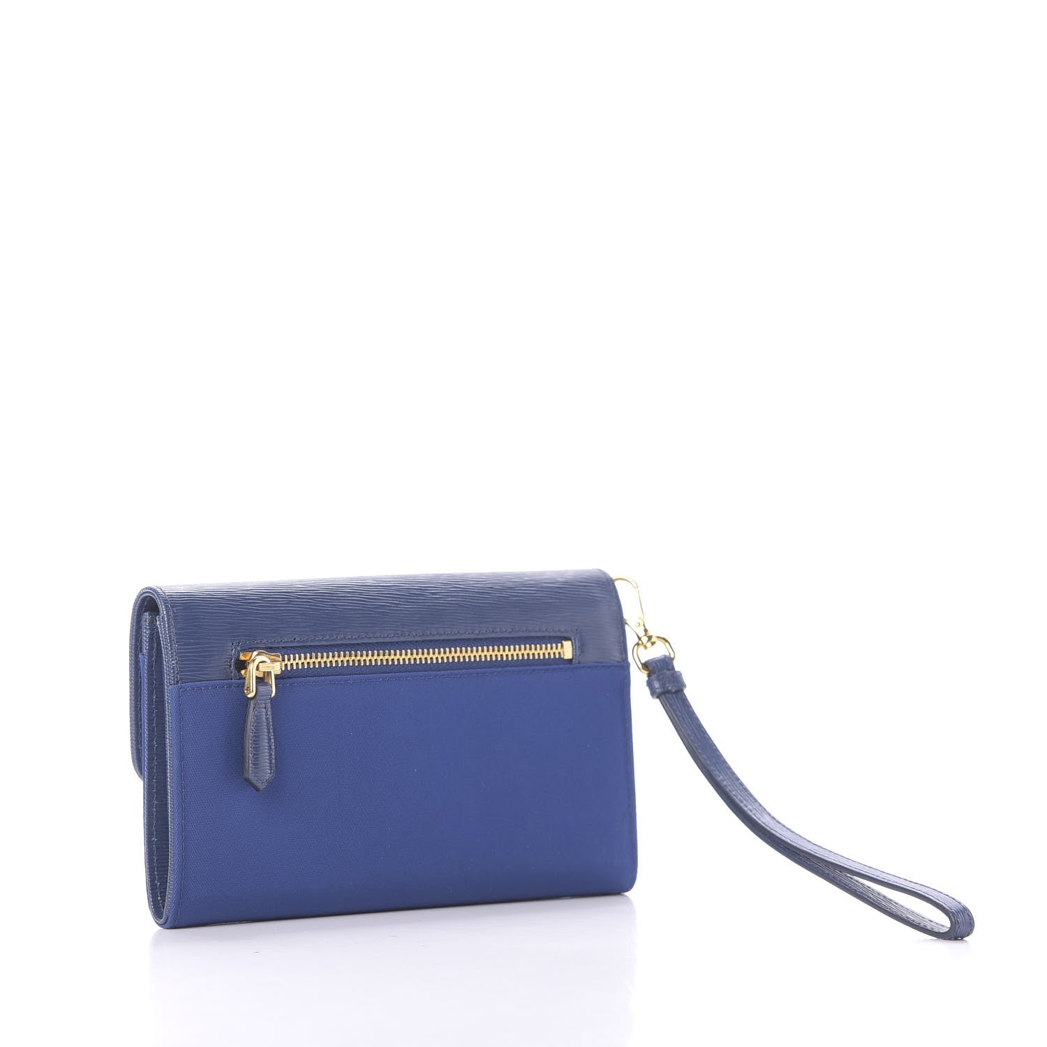 Prada Saffiano Nylon Metal Wristlet Wallet Bleuette 3 of 10