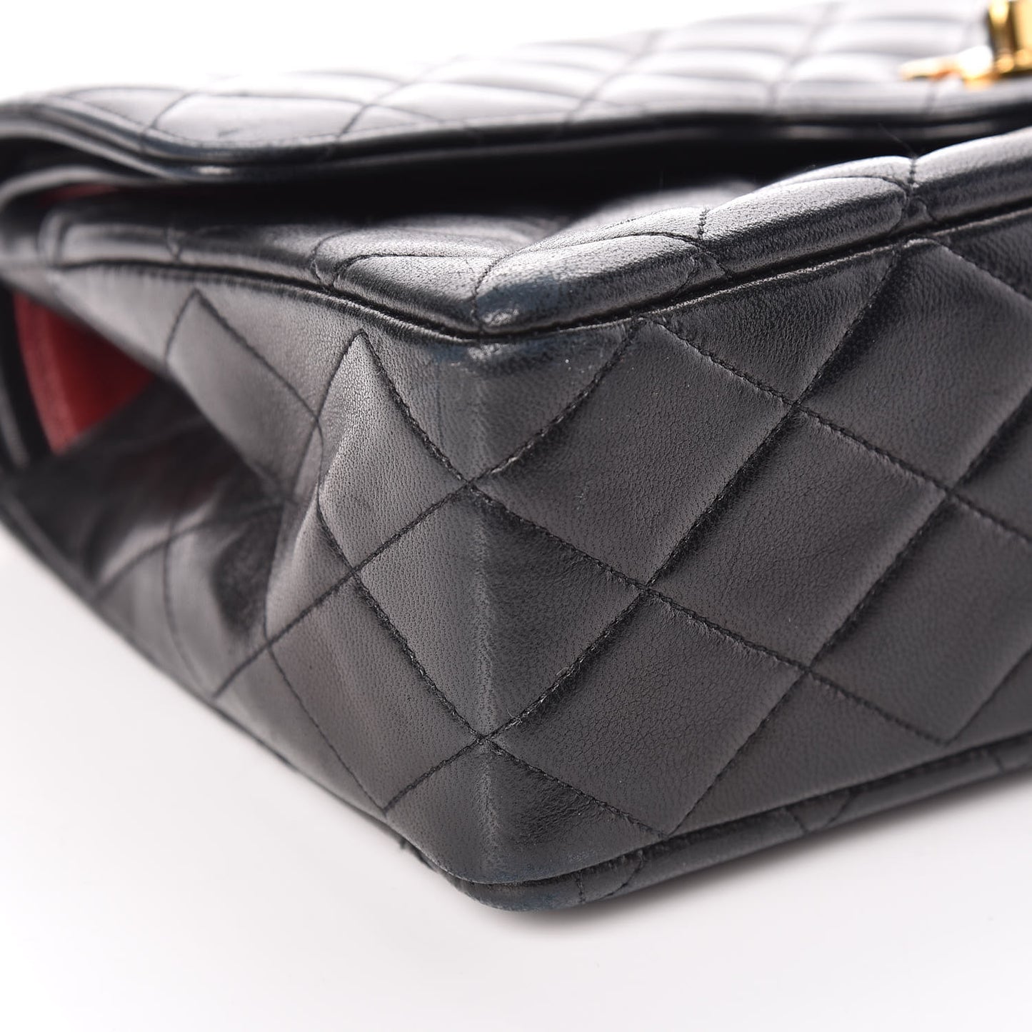 Lambskin Quilted Medium Double Flap Black