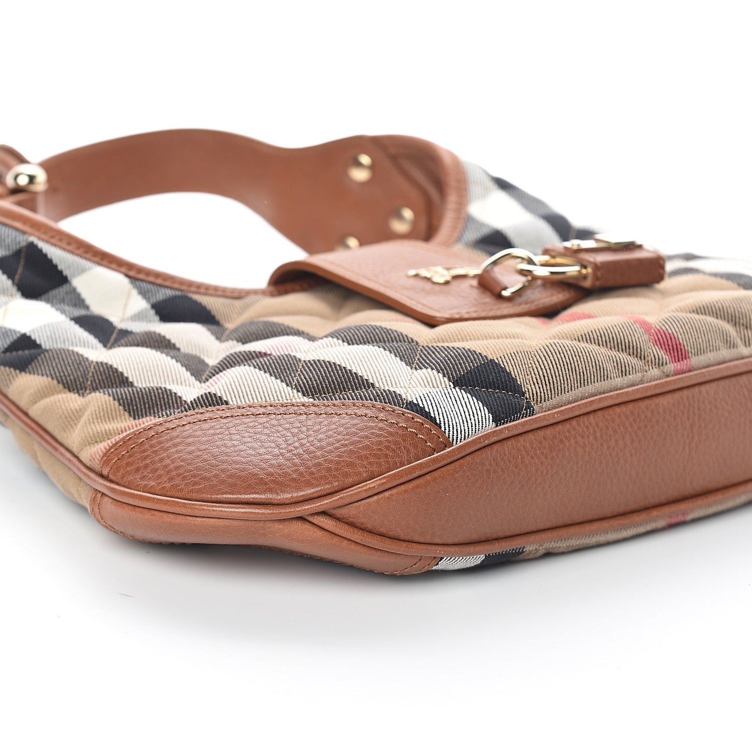 Burberry House Check Quilted Small Brook Hobo Brown 5 of 8
