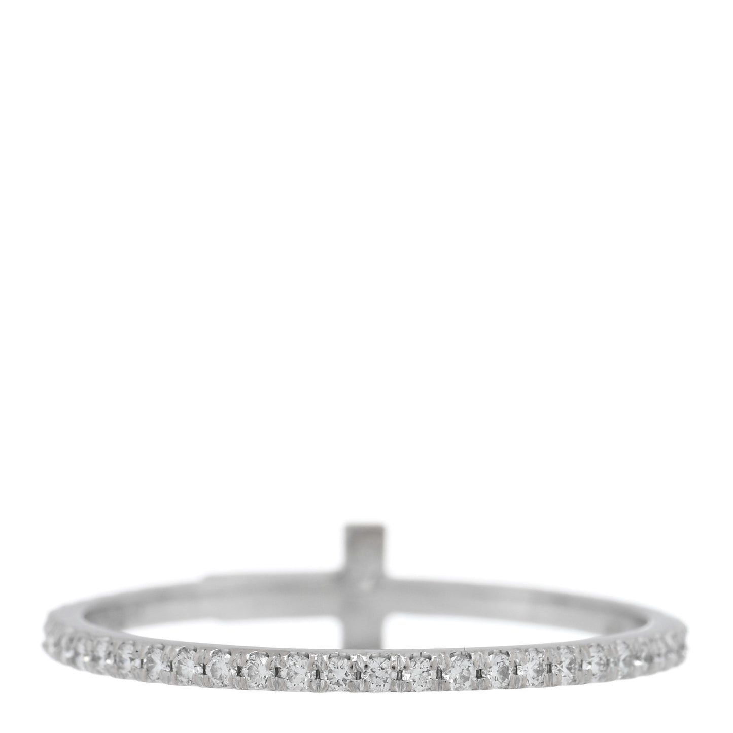 18K White Gold Diamond T Wire Pave Ring 54 7