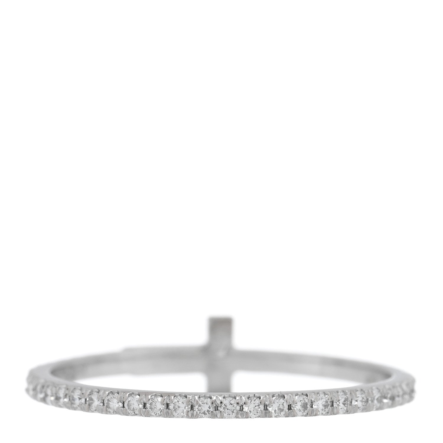 Tiffany 18K White Gold Diamond T Wire Pave Ring 54 7 3 of 5