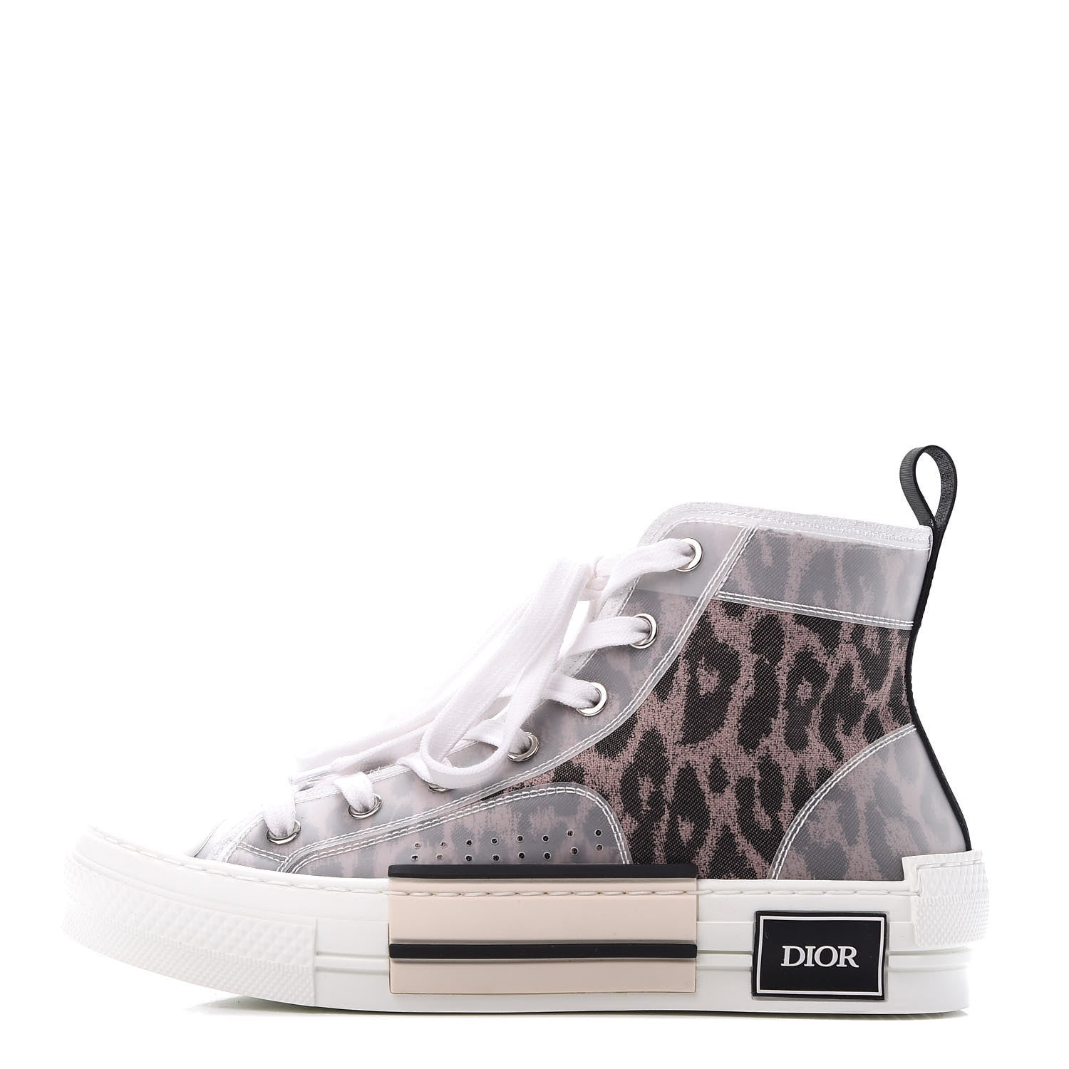 Christian Dior Canvas Leopard Print Mens B23 High Top Sneakers 37 White 1 of 11