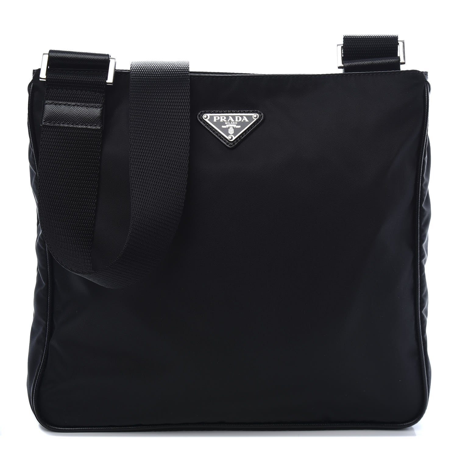 Prada Nylon Flat Messenger Bag Black 1 of 8