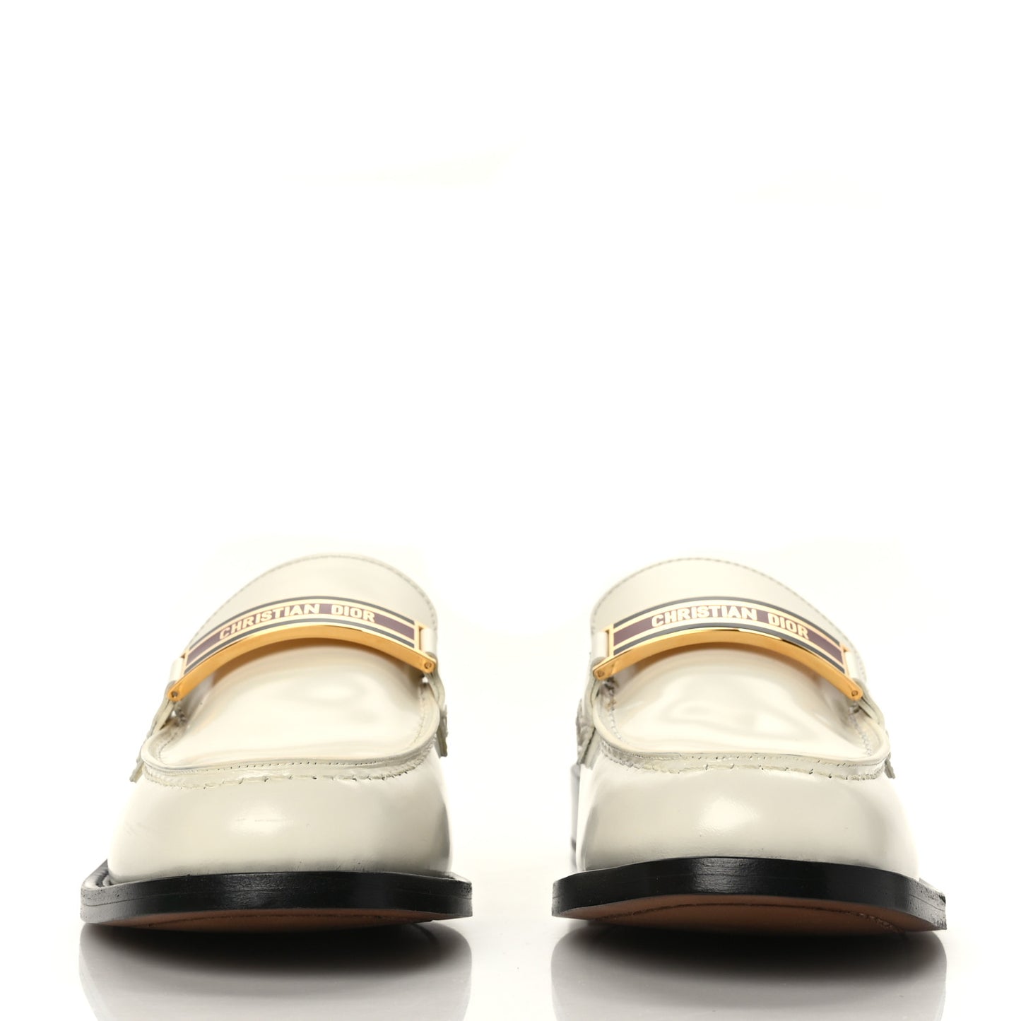 Brushed Calfskin Dior Code 15mm Loafers 40 Off White