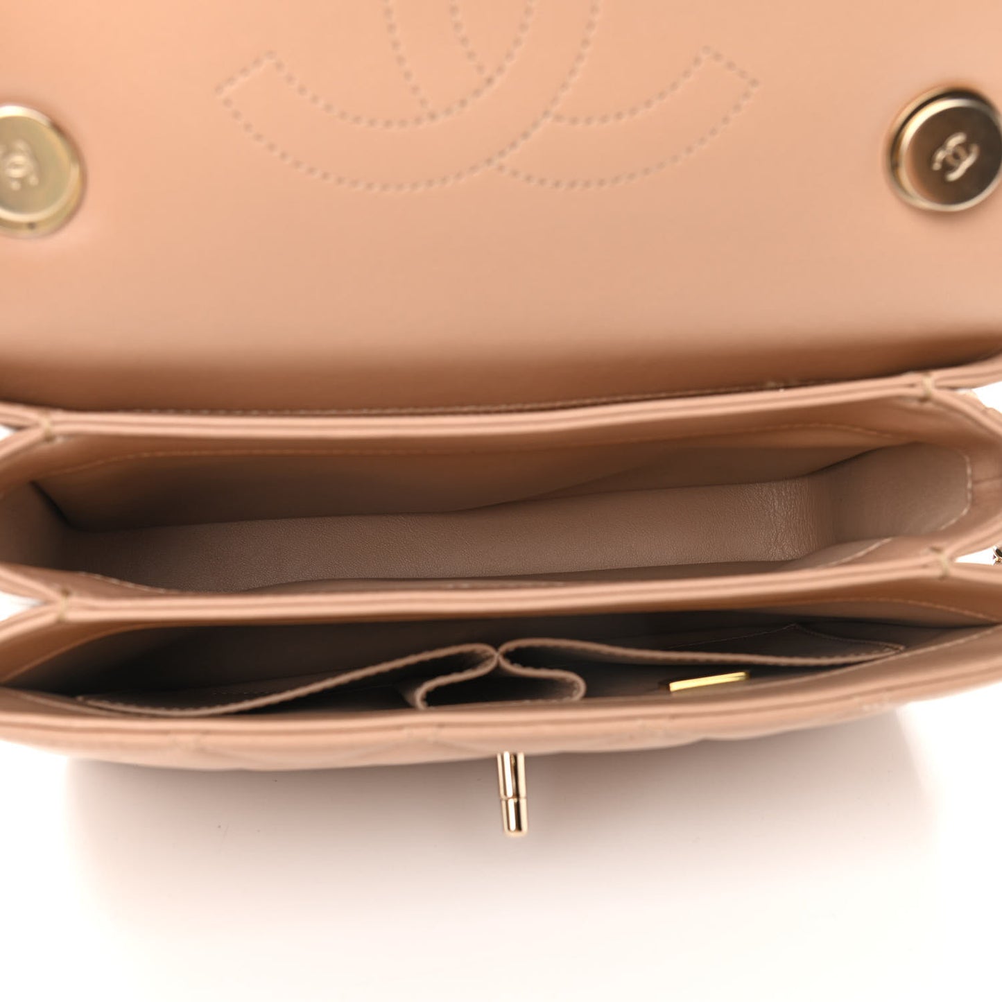 Lambskin Quilted Small Trendy CC Dual Handle Flap Bag Beige