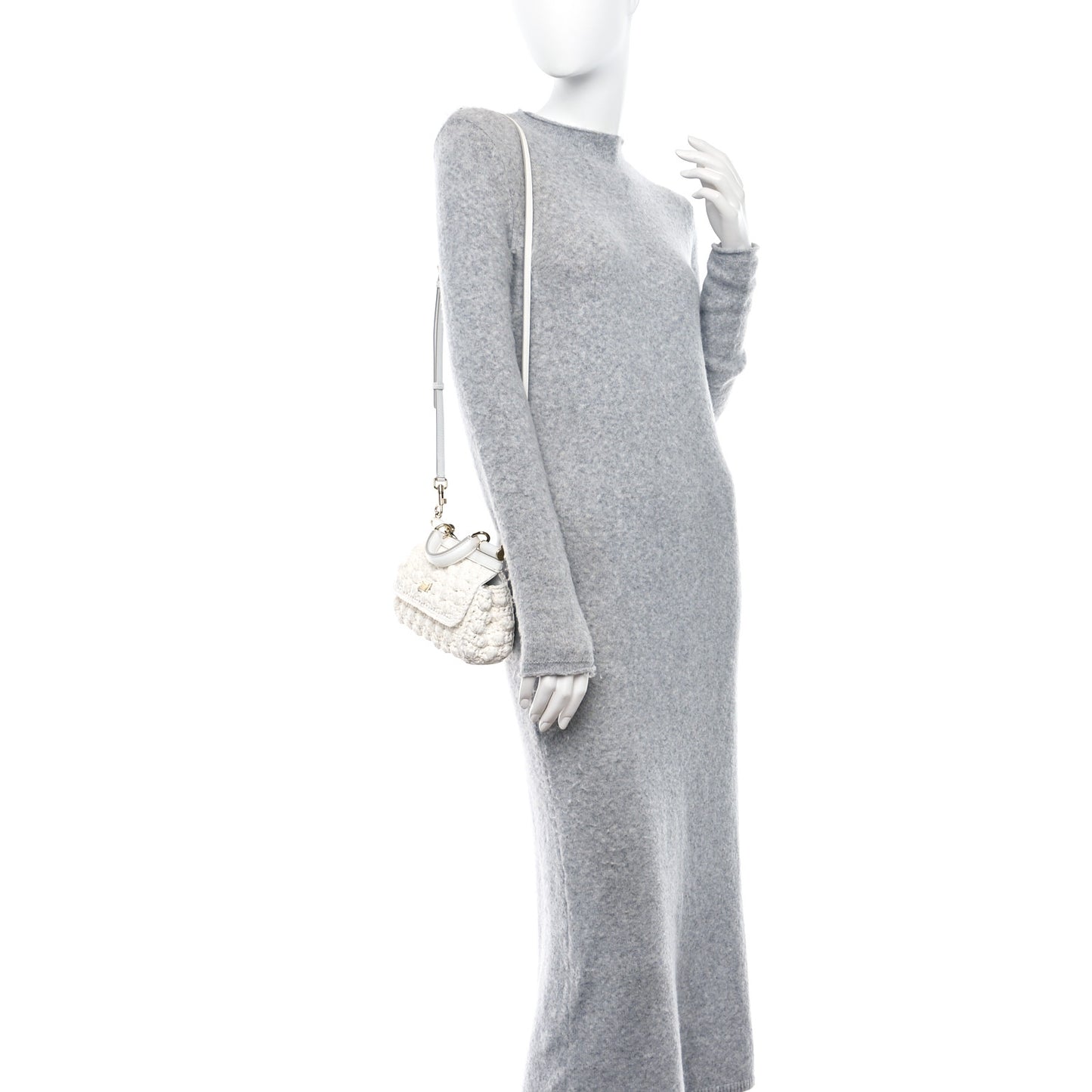 Raffia Crochet Small Miss Sicily Satchel White