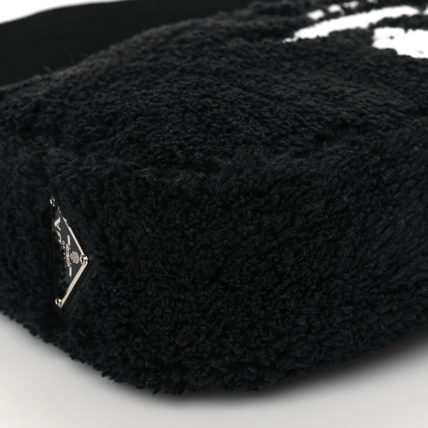 Terry Cloth Mini Re-Edition 2000 Bag Black White