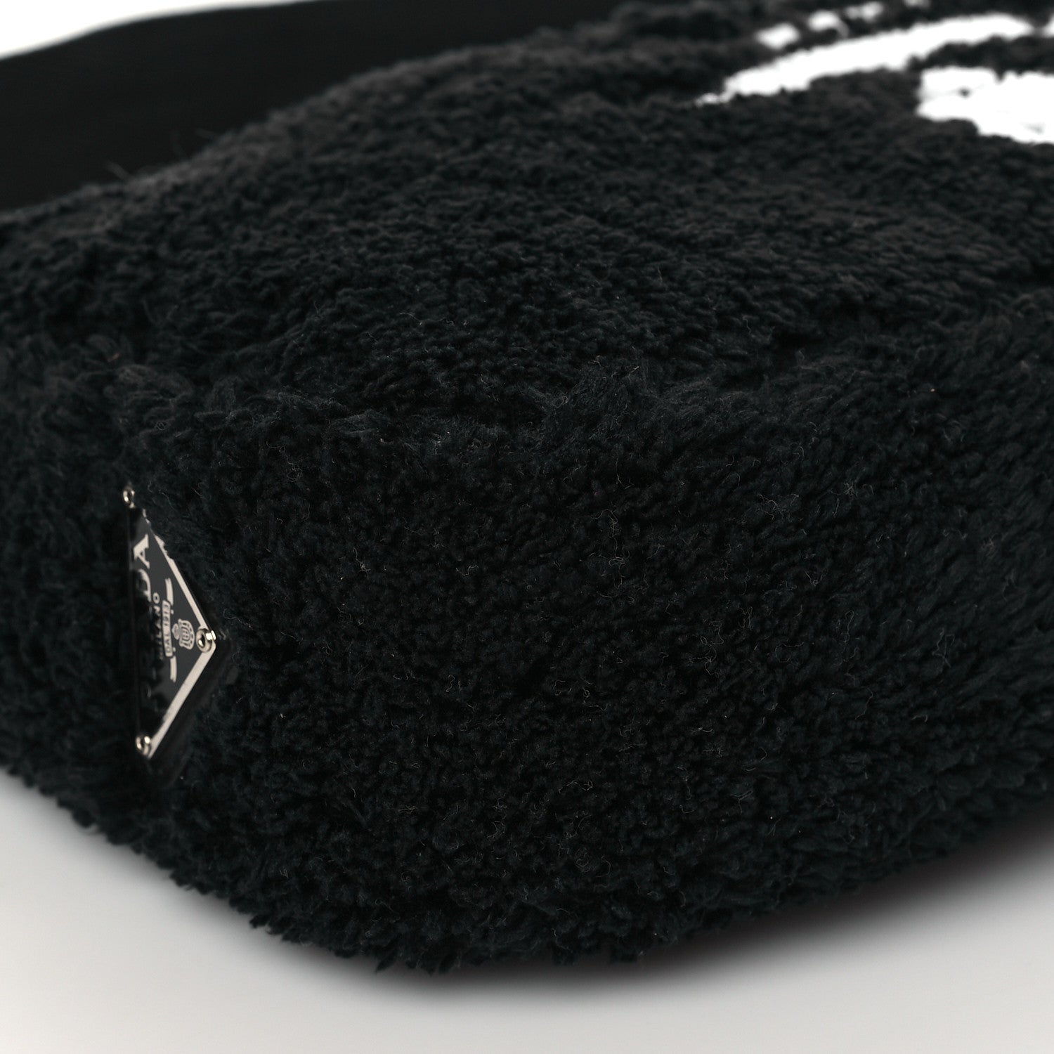 Prada Terry Cloth Mini Re-Edition 2000 Bag Black White 9 of 11