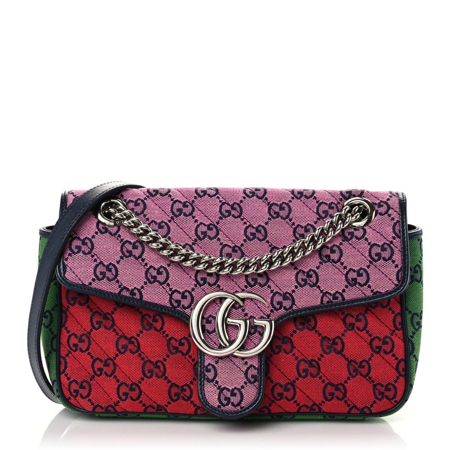 Gucci Monogram Multicolor Matelasse Diagonal Small GG Marmont Shoulder Bag Pink Blue Red Yellow Green 1 of 14