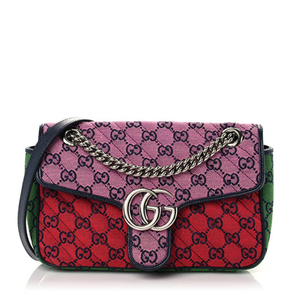 Gucci Monogram Multicolor Matelasse Diagonal Small GG Marmont Shoulder Bag Pink Blue Red Yellow Green 1 of 14