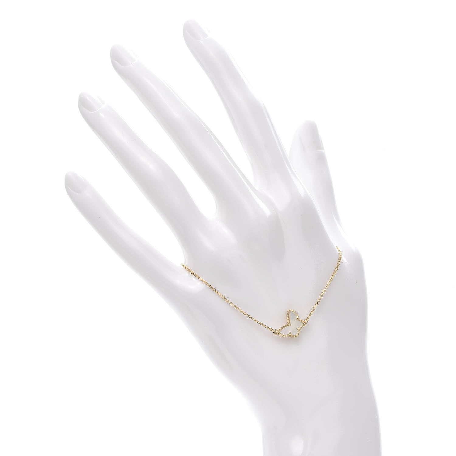 Van Cleef & Arpels 18K Yellow Gold Mother of Pearl Sweet Alhambra Butterfly Bracelet 2 of 4