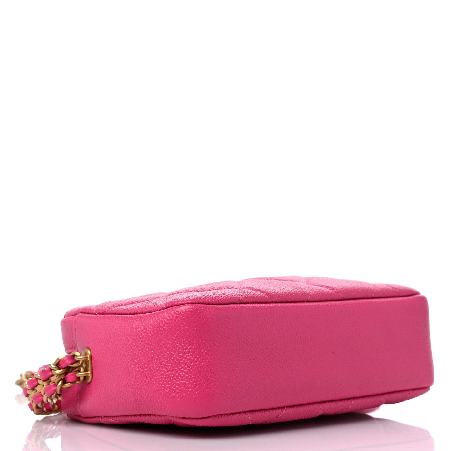 Shiny Caviar Quilted Chain Melody Camera Bag Fuchsia