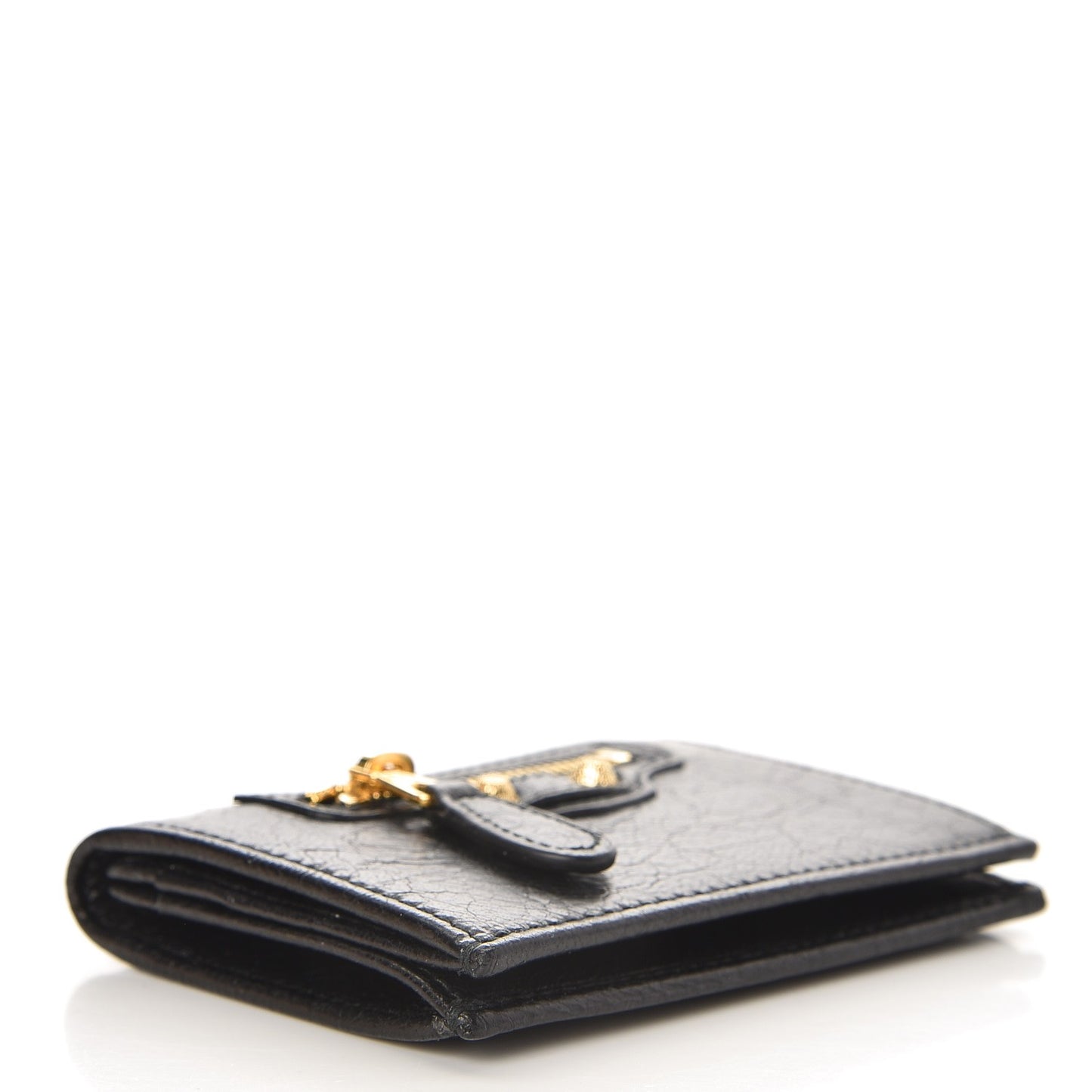 Agneau Giant 12 Gold Hardware Gold Card Holder Black