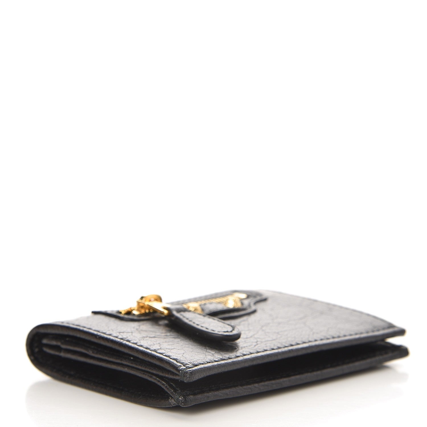 Balenciaga Agneau Giant 12 Gold Hardware Gold Card Holder Black 4 of 7