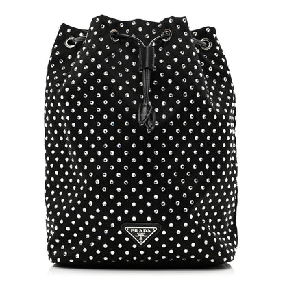 Prada Satin Crystal Metal Triangle Logo Drawstring Pouch Cristal 1 of 7